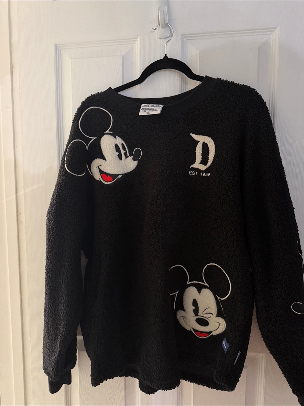 Disney Spirit Jeresy Black Mickey Crewneck Sweatshirt with White & Red Accents